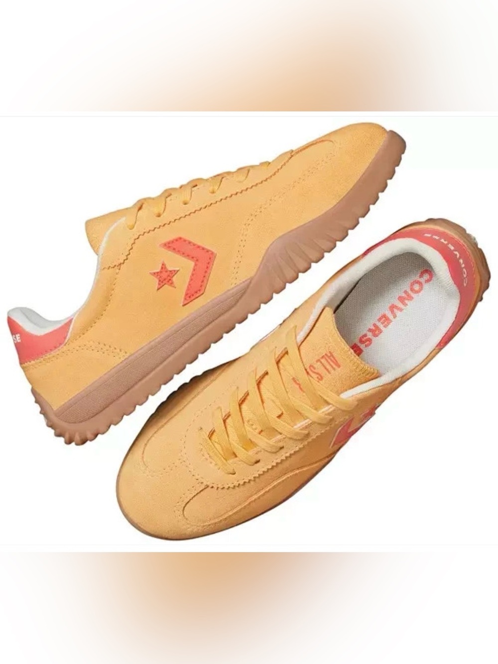 Converse Low-Top Suede Sneakers in Yellow with Coral Accents
